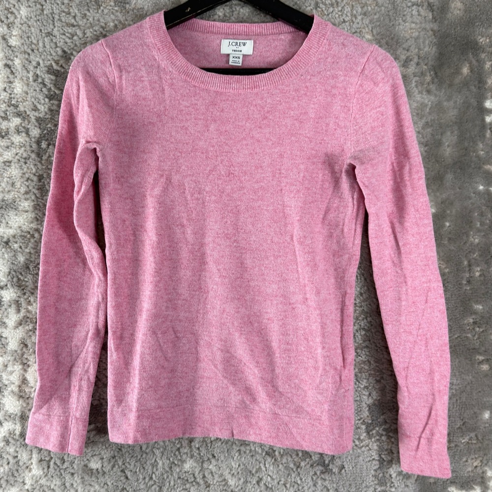 J.Crew Size XXS Teddie Merino Wool Blend Crewneck Sweater Pink Long Sleeve Women
